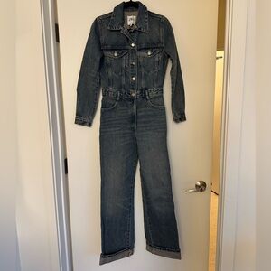 Zara Blue Denim Long Sleeve Jumpsuit